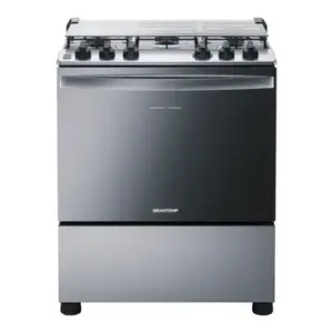 Fogão de Piso 5 Bocas Brastemp com Botões Removíveis e Aro Protetor Cor Inox BFS5NCR Fogão de Piso 5 Bocas Brastemp com Botões Removíveis e Aro Protetor Cor Inox BFS5NCR