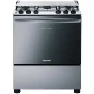 Fogão de Piso 5 Bocas Brastemp com Botões Removíveis Inox Bivolt BFS5NCRUNA Fogão de Piso 5 Bocas Brastemp com Botões Removíveis Inox Bivolt BFS5NCRUNA