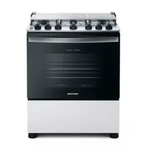 Fogão de Piso 6 Bocas Brastemp Branco com Botões Removíveis e Aro Protetor BFS6NCB Fogão de Piso 6 Bocas Brastemp Branco com Botões Removíveis e Aro Protetor BFS6NCB