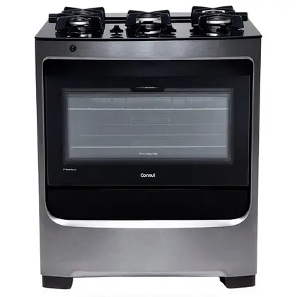 Fogão de Piso 5 Bocas Consul com Trempe de Ferro Fundido, Mesa de Vidro e Acendimento Automático Inox Bivolt CFS5VAR