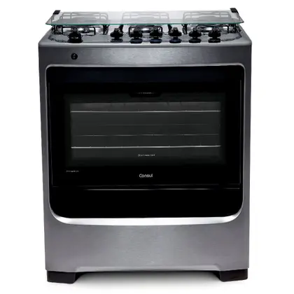 Fogão de Piso 6 Bocas Consul cor Inox com Botões Removíveis e Vidro Interno Vedado CFS6NAR