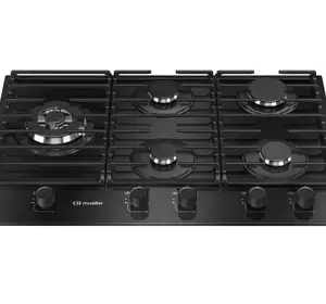 Cooktop a Gás Mueller 5 Bocas Tripla Chama Grade Dupla Mesa de Vidro Preto MCG5BM Cooktop a Gás Mueller 5 Bocas Tripla Chama Grade Dupla Mesa de Vidro Preto MCG5BM