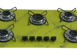 Fogão Cooktop 5 Bocas Chamalar a Gás com Ultra Chama e Vidro Amarelo Bivolt Fogão Cooktop 5 Bocas Chamalar a Gás com Ultra Chama e Vidro Amarelo Bivolt