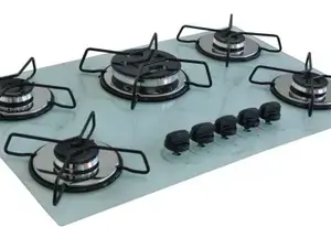 Cooktop a Gás Chamalar 5 Bocas Tripla Chama Vidro Branco Marmorizado Bivolt Cooktop a Gás Chamalar 5 Bocas Tripla Chama Vidro Branco Marmorizado Bivolt