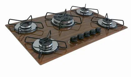 Cooktop a Gás Chamalar XP 5 Bocas Tripla Chama Vidro Bivolt