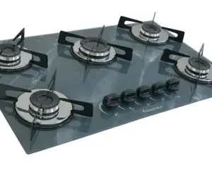 Cooktop a Gás Chamalar Premium 5 Bocas Ultra Chama Vidro Marmorizado Cinza Bivolt Cooktop a Gás Chamalar Premium 5 Bocas Ultra Chama Vidro Marmorizado Cinza Bivolt