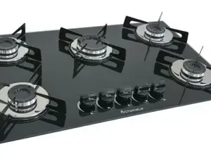 Fogão Cooktop 5 Bocas Chamalar Premium a Gás com Ultra Chama e Vidro Bivolt