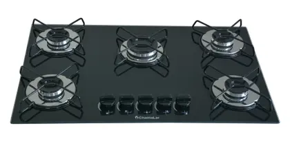 Fogão Cooktop 5 Bocas Chamalar a Gás com Tripla Chama e Vidro Bivolt