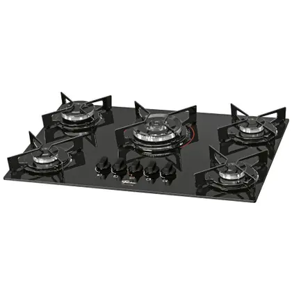 Fogão Cooktop 5 Bocas Fischer TC Fit Line a Gás com Mesa de Vidro Superautomático Bivolt 26300-57079