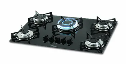 Fogão Cooktop 5 Bocas Fischer a Gás com 3 Chamas Preto Bivolt