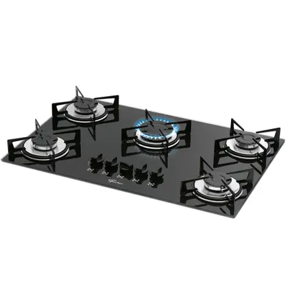 Fogão Cooktop 5 Bocas Fischer a Gás com Mesa de Vidro Bivolt 1642-6985