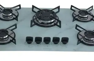 Cooktop a Gás Chamalar Premium 5 Bocas Tripla Chama Marmorizado Branco Bivolt GLP Cooktop a Gás Chamalar Premium 5 Bocas Tripla Chama Marmorizado Branco Bivolt GLP