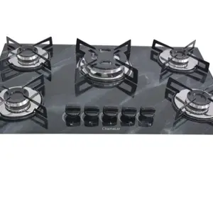 Cooktop a Gás Chamalar Premium 5 Bocas Tripla Chama Marmorizado Preto Bivolt GLP Cooktop a Gás Chamalar Premium 5 Bocas Tripla Chama Marmorizado Preto Bivolt GLP