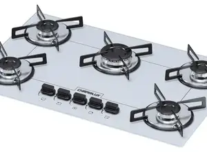Fogão Cooktop 5 Bocas Chamalux Ultra Chama com Trempe de Chapa Branco 110V/220V