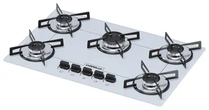 Fogão Cooktop 5 Bocas Chamalux Ultra Chama com Trempe de Chapa Branco 110V/220V