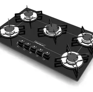 Fogão Cooktop 5 Bocas Chamalux Ultra Chama com Trempe de Chapa Preto 110V/220V