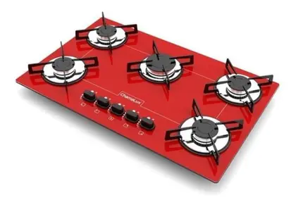 Cooktop a Gás Chamalux 5 Bocas Ultra Chama Vermelho Bivolt
