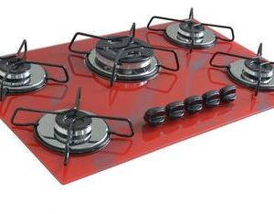 Cooktop a Gás Chamalar Classic 5 Bocas Tripla Chama Marmorizado Vermelho Cooktop a Gás Chamalar Classic 5 Bocas Tripla Chama Marmorizado Vermelho