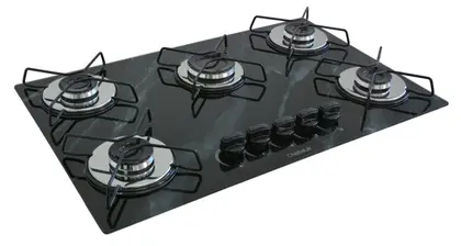 Cooktop a Gás Chamalar Classic 5 Bocas Ultra Chama Marmorizado Preto