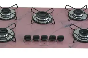 Fogão Cooktop 5 Bocas Chamalar Classic Ultra Chama Marmorizado Rosa
