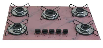 Cooktop a Gás Chamalar Classic 5 Bocas Ultra Chama Marmorizado Rosa
