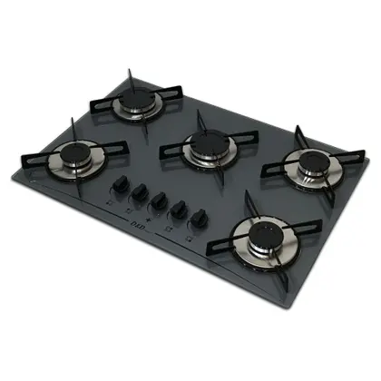 Fogão Cooktop 5 Bocas D&D Metal a Gás Prata