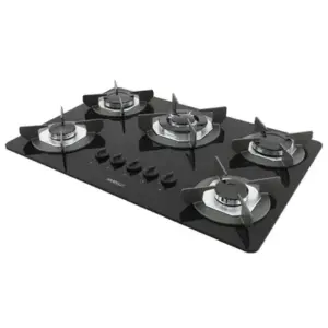 Fogão Cooktop 5 Bocas Nardelli Safe Elétrico com Tripla Chama e Mesa em Vidro Inox Fogão Cooktop 5 Bocas Nardelli Safe Elétrico com Tripla Chama e Mesa em Vidro Inox