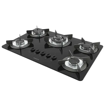 Cooktop Elétrico Fogatti Safe 5 Bocas Tripla Chama Mesa de Vidro