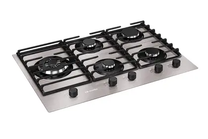 Fogão Cooktop 5 Bocas Mueller Elétrico com Ultra Chama, Grade Dupla e Mesa de Alumínio Bivolt MCG5BL
