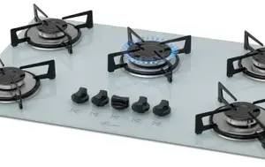 Fogão Cooktop 5 Bocas Fischer a Gás com Mesa de Vidro Branco 1642-6986