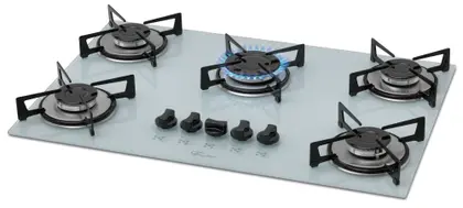 Fogão Cooktop 5 Bocas Fischer a Gás com Mesa de Vidro Branco 1642-6986