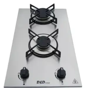 Fogão Cooktop a Gás D&D 2 Bocas Inox Acendimento Automático Fogão Cooktop a Gás D&D 2 Bocas Inox Acendimento Automático