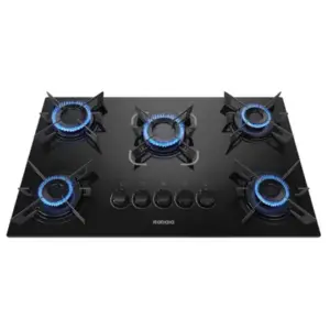 Cooktop a Gás Itatiaia Electra 5 Bocas Mesa de Vidro Trempe Aço Preto Bivolt Cooktop a Gás Itatiaia Electra 5 Bocas Mesa de Vidro Trempe Aço Preto Bivolt