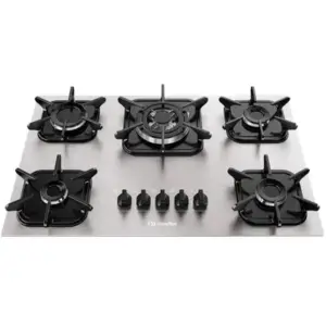 Cooktop a Gás Mueller 5 Bocas Ultra Chama Alumínio Bivolt MCG5BK Cooktop a Gás Mueller 5 Bocas Ultra Chama Alumínio Bivolt MCG5BK