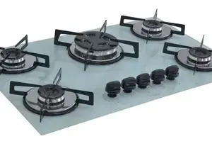 Fogão Cooktop 5 Bocas Chamalar Premium Tripla Chama Marmorizado Branco
