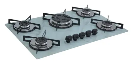 Cooktop a Gás Chamalar Premium 5 Bocas Tripla Chama Marmorizado Branco