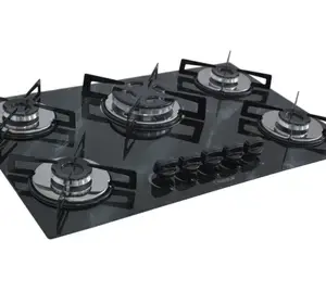 Fogão Cooktop 5 Bocas Chamalar Premium Tripla Chama Marmorizado Preto