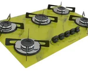Fogão Cooktop 5 Bocas Chamalar Premium Ultra Chama Marmorizado Amarelo