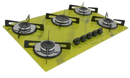 Fogão Cooktop 5 Bocas Chamalar Premium Ultra Chama Marmorizado Amarelo