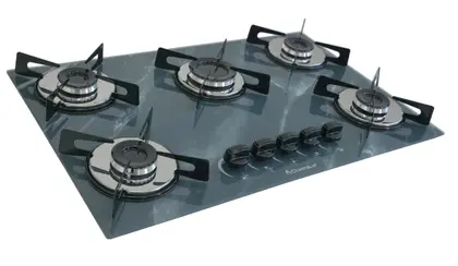 Cooktop a Gás Chamalar Premium 5 Bocas Ultra Chama Marmorizado Cinza