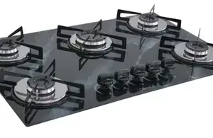 Fogão Cooktop 5 Bocas Chamalar Premium Ultra Chama Marmorizado Preto