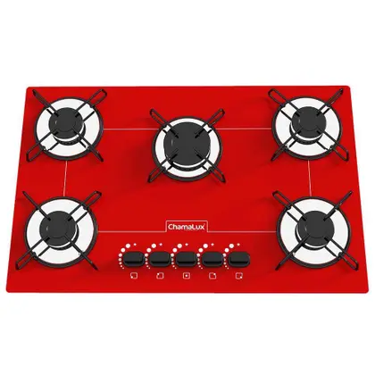 Cooktop a Gás Chamalux 5 Bocas Ultra Chama Vermelho