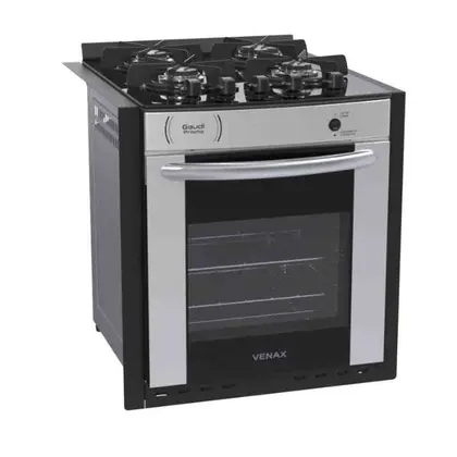 Fogão de Embutir 4 Bocas Venax Gaudi Prisma Vitreo BL Cor Inox Gás GLP