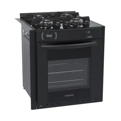 Fogão de Embutir 4 Bocas Venax Gaudi Prisma Vitreo BL Cor Preto Gás GLP