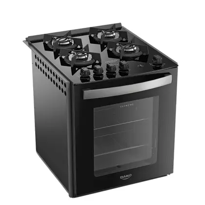 Fogão de Embutir 4 Bocas Dako Supreme Mesa de Vidro Cor Preto Bivolt