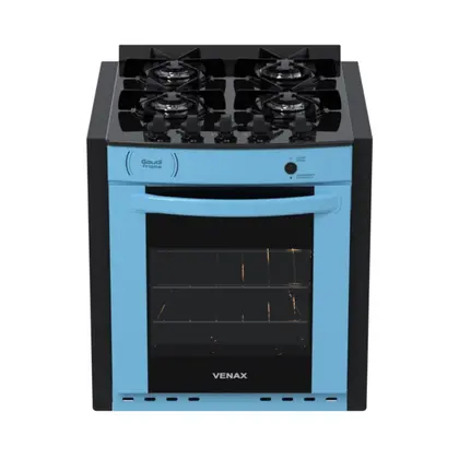 Fogão de Embutir 4 Bocas Venax Gaudi Prisma Vitreo BL Cor Azul Gás GLP