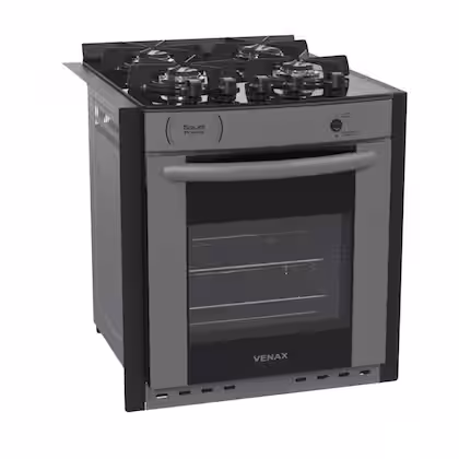 Fogão de Embutir 4 Bocas Venax Gaudi Prisma Vitreo BL Cor Grafite Gás GLP