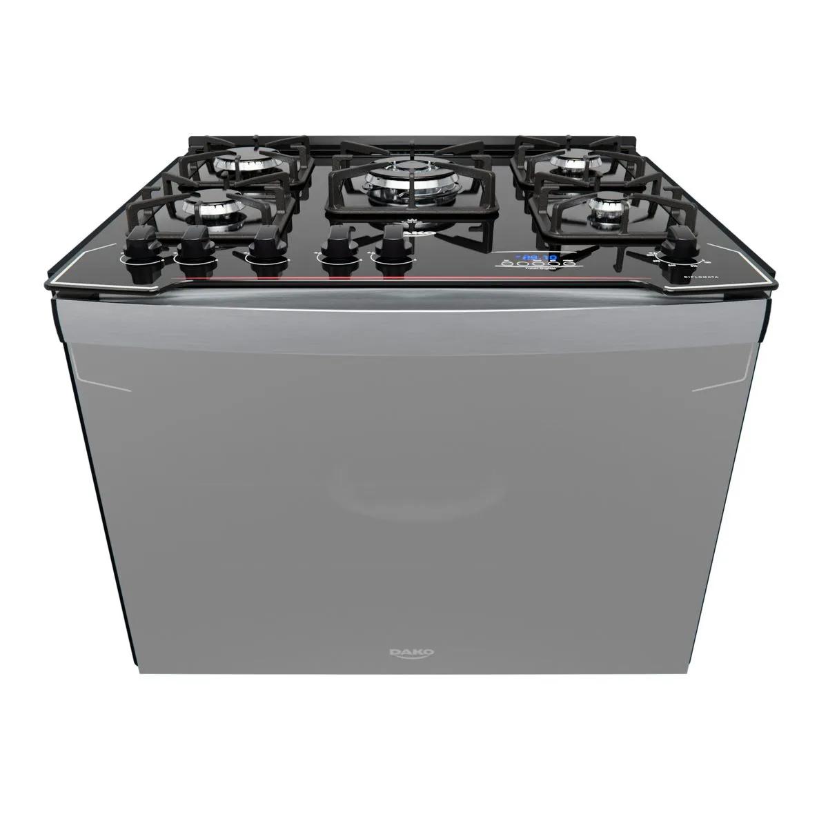 Fogão de Embutir 5 Bocas Espelhado com Timer Digital Dako Diplomata Grill Style Bivolt