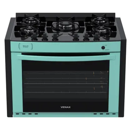 Fogão de Embutir 5 Bocas Venax Gaudi Prisma Vitreo BL Verde Gás GLP