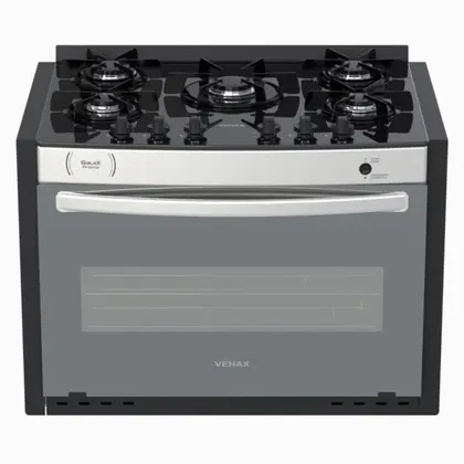 Fogão de Embutir 5 Bocas Venax Gaudi Prisma Vitreo EL Inox Gás GLP